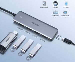 UGREEN HUB USB C a USB 3.0 4 Puertos, OTG Adaptador USB-C 5Gbps