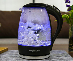 Hervidor de cristal con luz LED